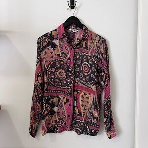 Vintage Cotton World Paisley Pattern Button Down Shirt Women’s Medium